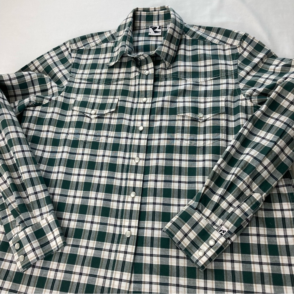 Vintage Rockies Forest Green Plaid Pearl Snap Western Shirt XL - Picture 5 of 14